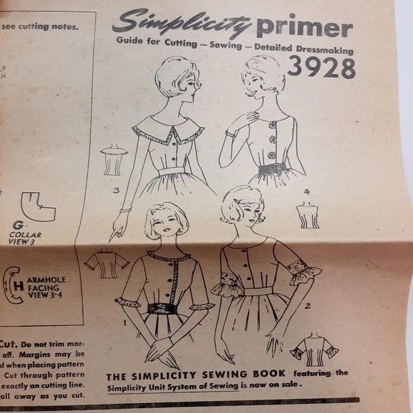 VTG 60 's SIMPLICITY BLOUSE PATTERN # 3928 - Picture 4 of 9
